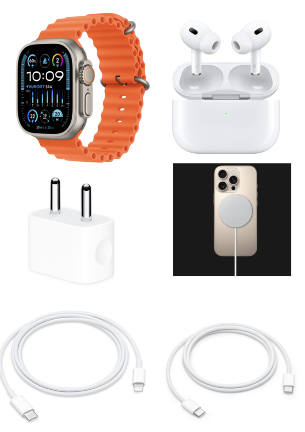 Combo  Of Ultra watch 2 + Airpods pro + Adapter +Magsafe cable+ Lightning Cable+ Type C to C Cable